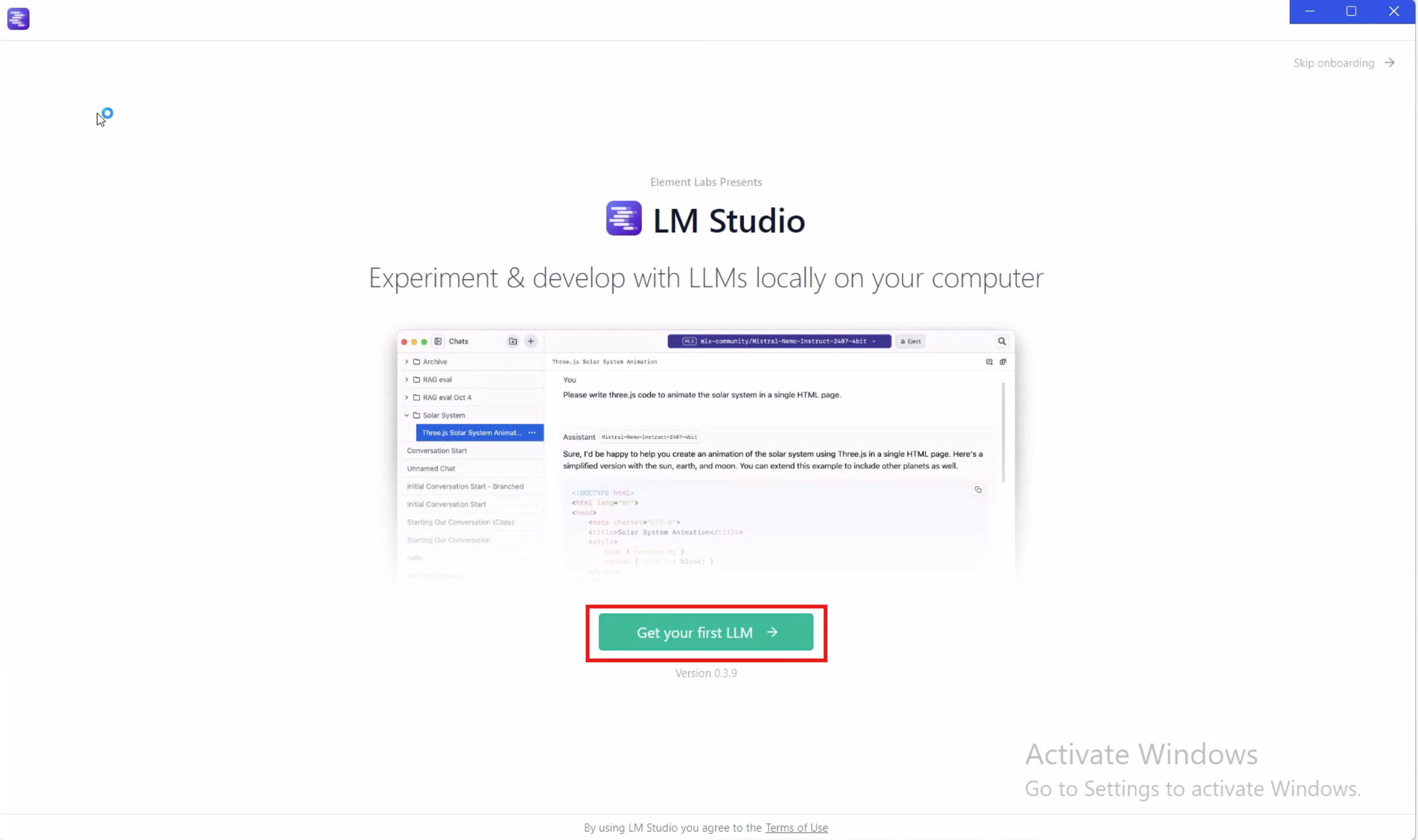 LM Studio model selection